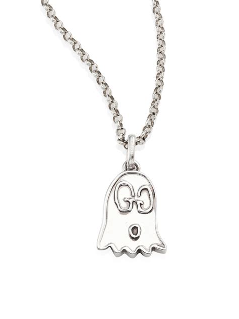 gucci silver necklace ghost ybb45531400100u|925 Sterling Silver GucciGhost Pendant Necklace .